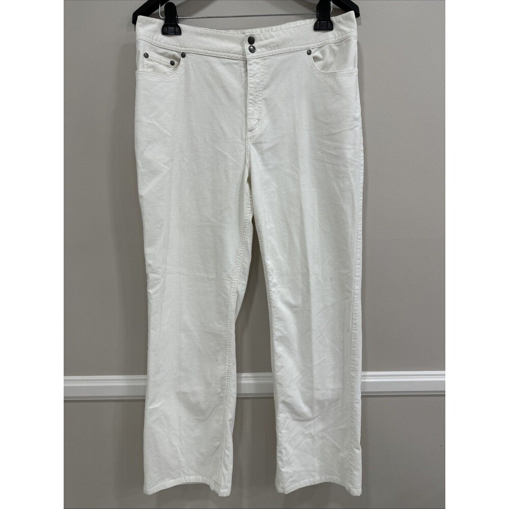 Chico's White Corduroy Pants Size 2.5 14 Women's Bootcut Cotton Stretch Mid Rise